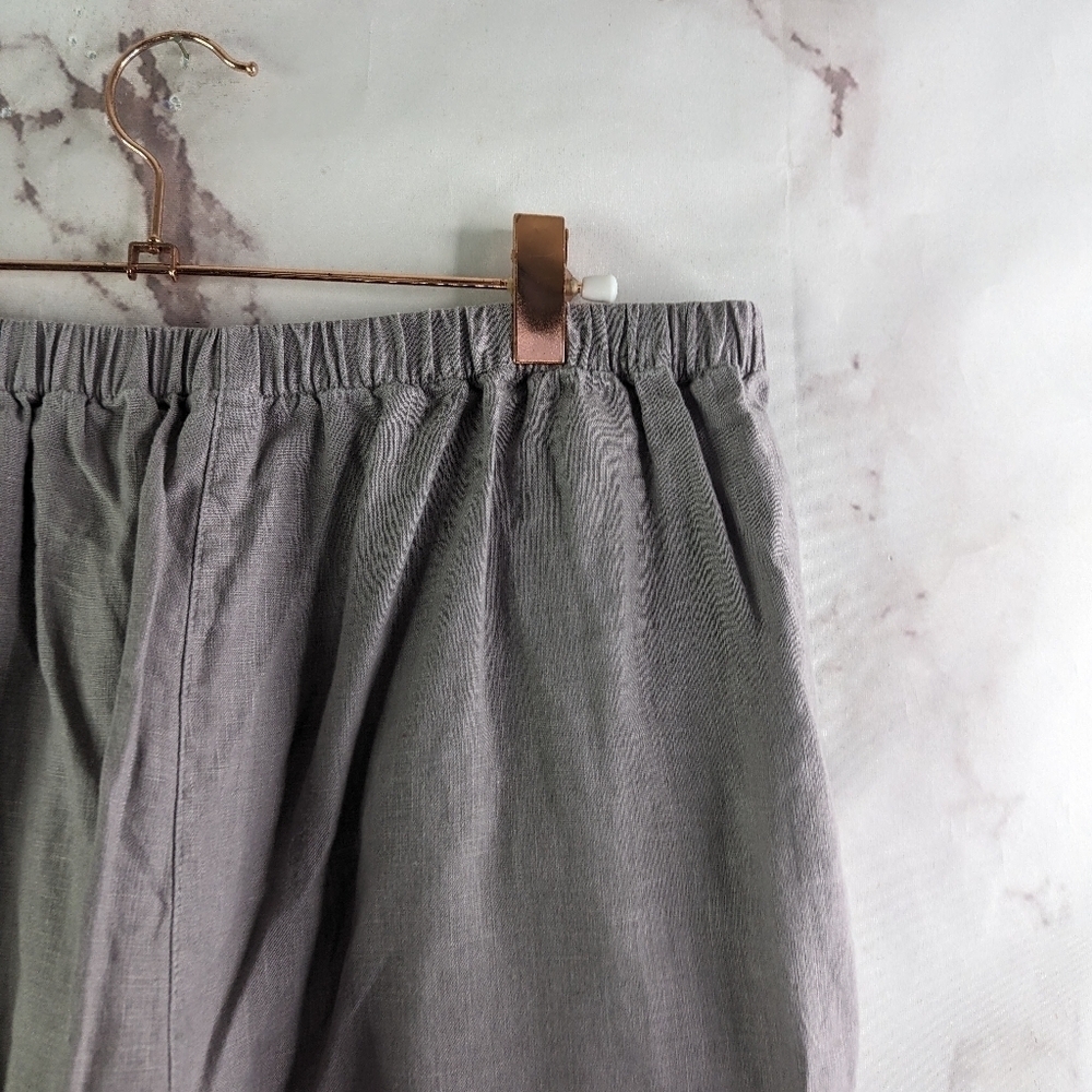 Kleen Pants Womens Large Purple Gray Pull On Linen Elastic Cropped High Rise - Picture 8 of 9